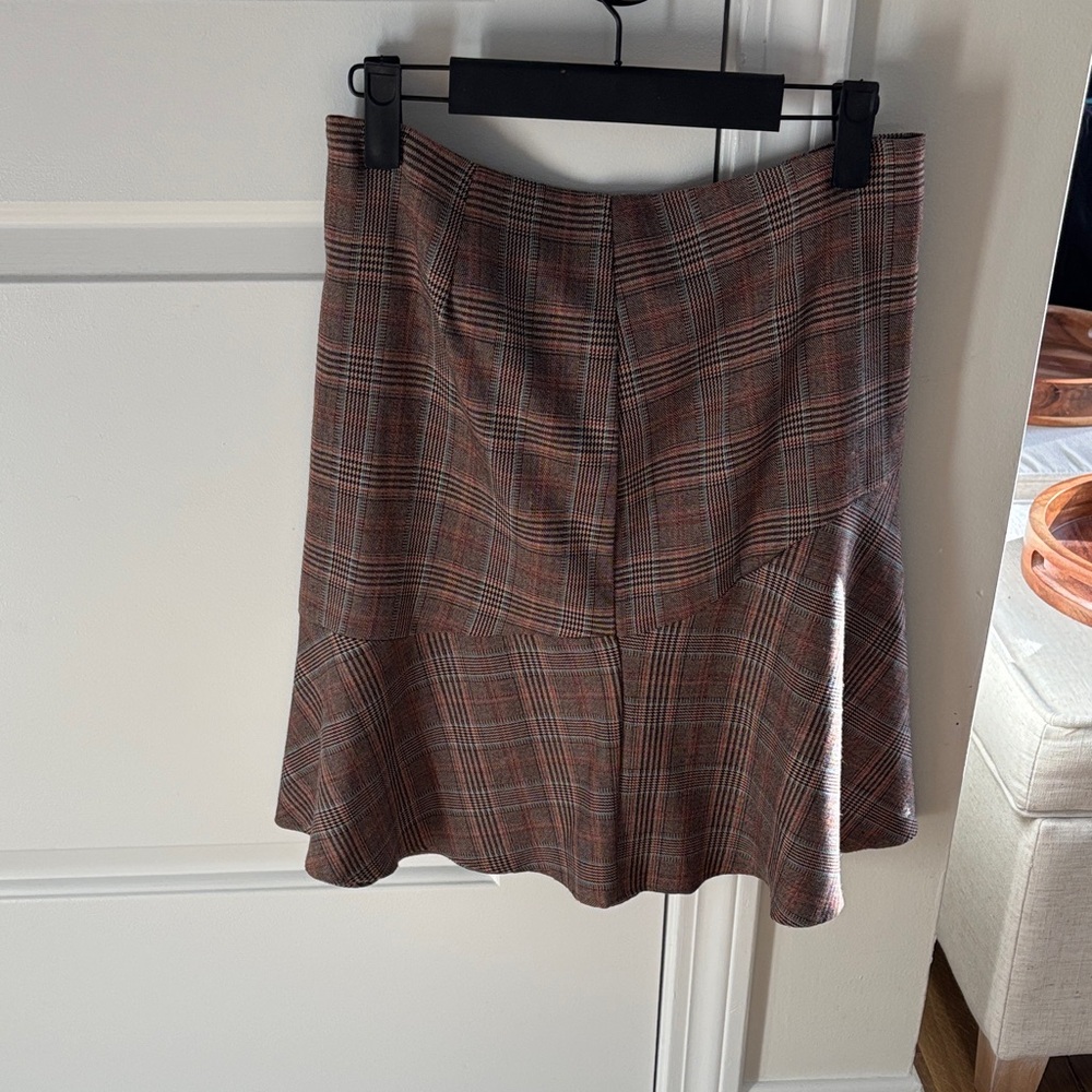 Windsor Plaid Pencil Skirt in Brown